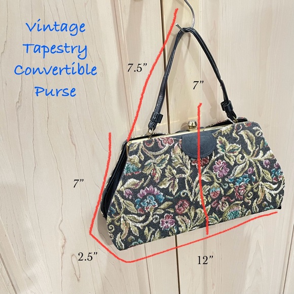 VNTG.  Tapestry Faux Patent Leather Handbag Excellent Preowned Condition - Picture 6 of 9
